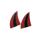 Vintage Mexico Sterling Silver Red Black Enamel Geometric Clip On Earrings — photo 1