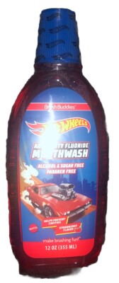 BRUSH BUDDIES HOT WHEELS STRAWBERRY KIDS ANTICAVITY MOUTHWASH 12oz-NEW-SHIP24HRS
