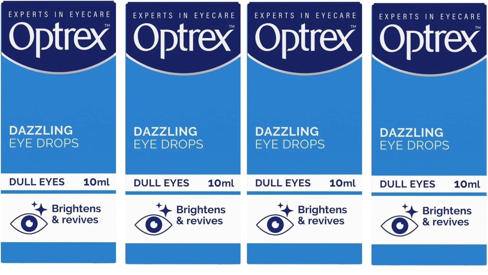Optrex Dazzling Eye Drops for Dull Eyes - Sparkles Brightens & Revives - 4x 10ml
