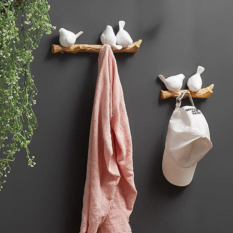 Rack Resin Birds Tree Branch Hat Hanger Keys Towel Coat Hook Wall