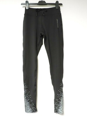 `Elle Sport Reflective Print Graphic leggings Black Size XS UK 8 DH002 AA 06