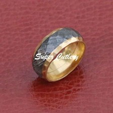 Handmade DOME Tidal Hammered Damascus Men's Band Men Engagement Ring