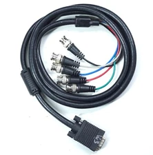 6FT VGA DB15 RGB Male to 5 BNC Male Adapter Breakout Cable