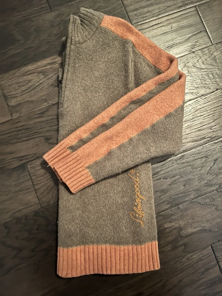 Life Is Good Heavy Lambswool 1/4 Zip  Sweater With Striped Detail M - Image 2 of 4