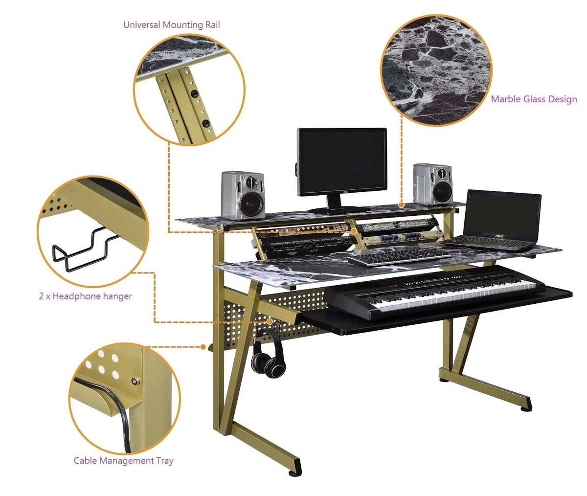 micciページです。 Musiea IM2 Tempered Glass Music Studio Workstation with 2 x 4U