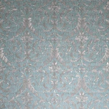 Turquoise blue green gray pearl Victorian damask faux fabric textured Wallpaper
