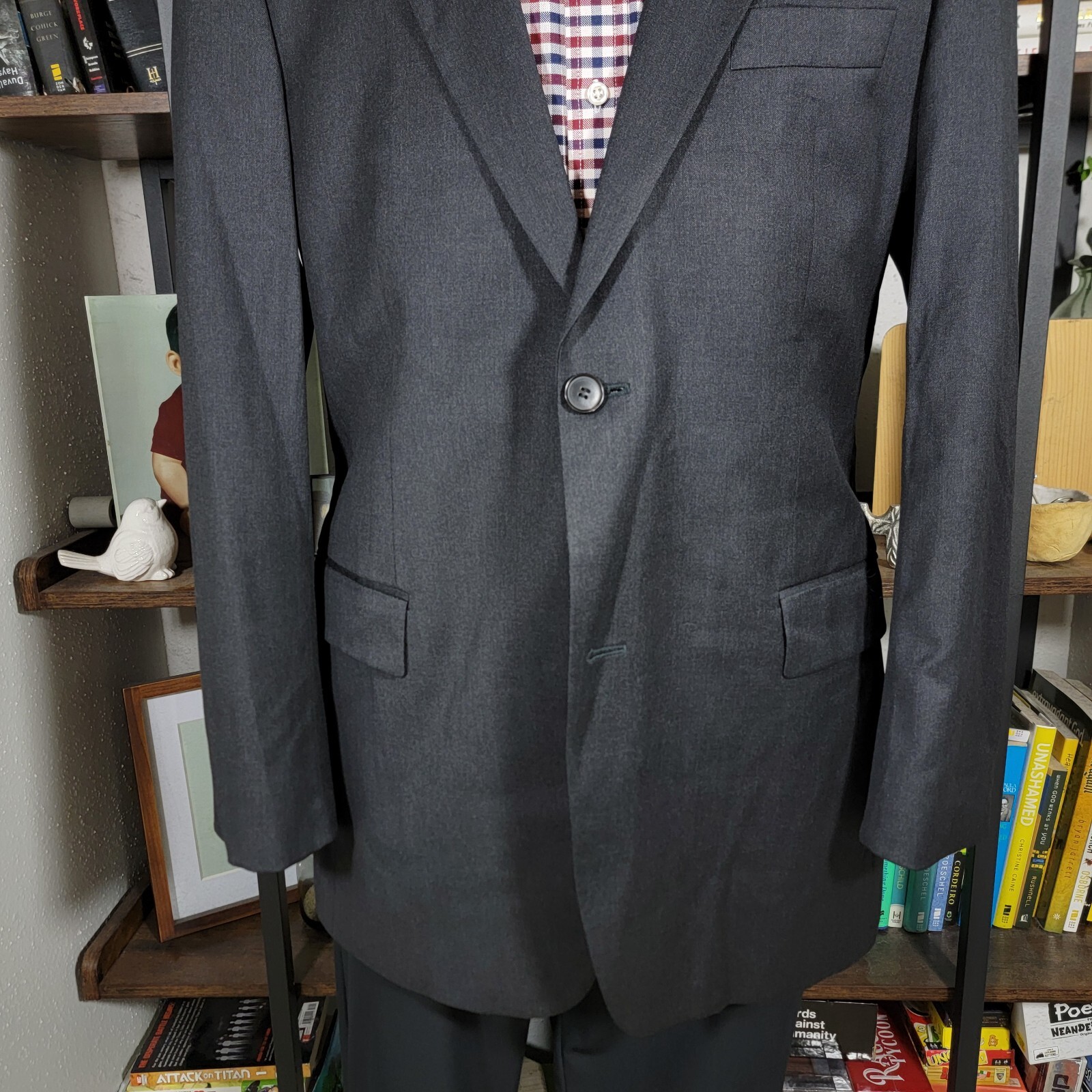 Hugo Boss Pasolinl movie Men's Sport Coat Blazer Two Button Black Charcoal 42L
