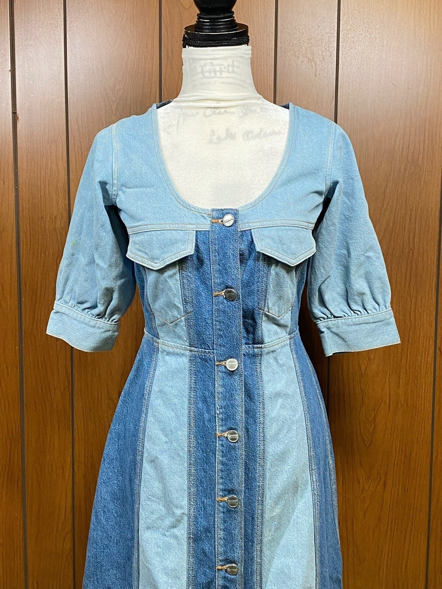 Ganni Blue Denim Midi Dress size 36/M | eBay