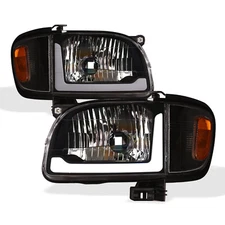 Topline For 2001-2004 Toyota Tacoma LED Strip Headlights+Corner Signal Amber Blk