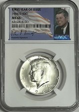 1964 D NGC MS66 Silver Kennedy First Year of Issue JFK Coin 50C Half Dollar