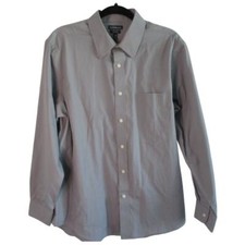 Croft  Barrow Men's Long Sleeve Easy Care Classic Fit Gray Button Shirt 16-1/2