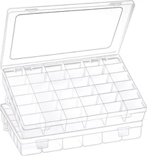 2 Pack 36 Grids Clear Plastic Organizer Box with Adjustable Dividers Small Craft