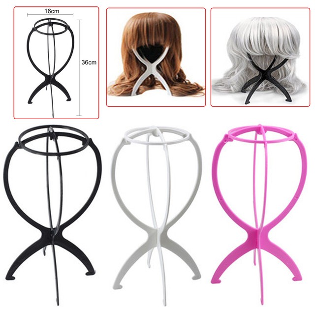 3X Hair Wig Display Stand Folding Portable Hair Head Cap Holder Stable