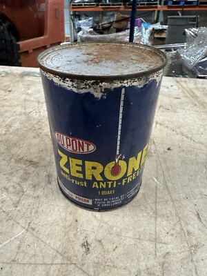 Vintage Dupont Zerone Metal Quart Can Anti-freeze Anti-Rust Tin