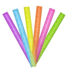 30 Pack Clear Plastic Rulers 12 Inch,Transparent Assorted Color Metric Bulk R...