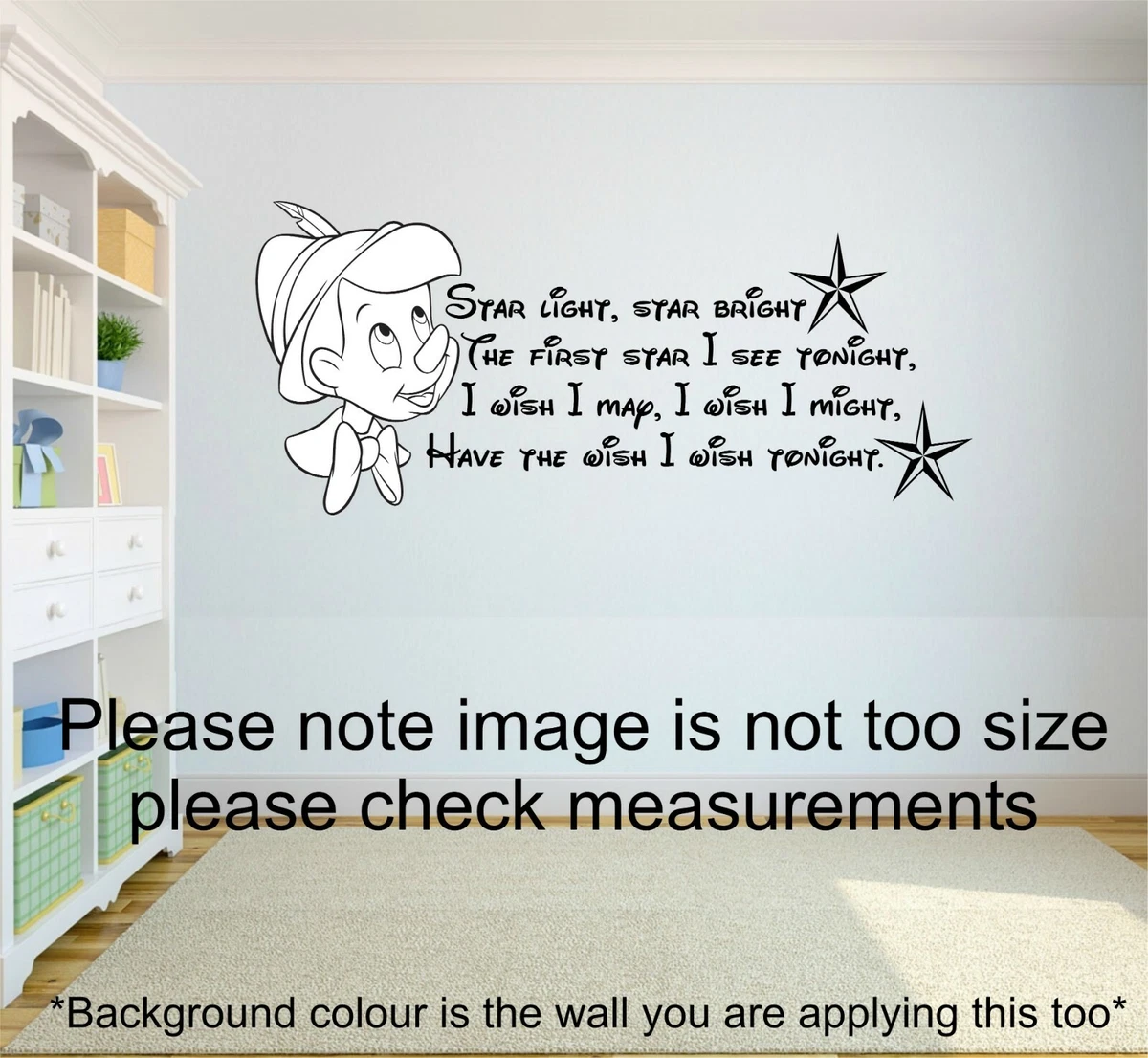 Disney Pinocchio star light star bright quote-babies/children's Wall Art  decal | eBay