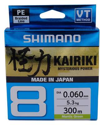 SHIMANO Kairiki 8, 300m, Mantis Grün, 8fach Geflochtene Angelschnur