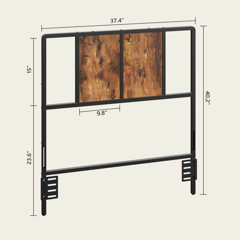 Twin Size Headboard Only, Metal Headboard with Adapters, Minimalist Industria... - Image 3 of 4