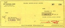 Mark Spitz Signed Check / 1973
