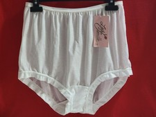 NWT Vintage Lady Camille Full Brief Granny Panties Shiny White 100 Nylon 8 USA