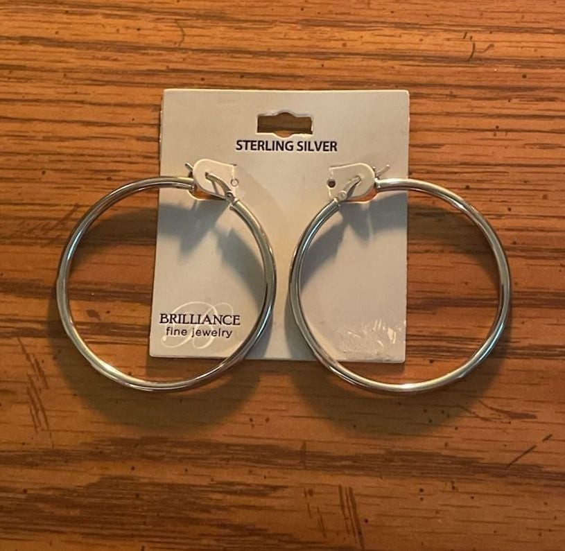 Brilliance Fine Jewelry Sterling Silver 50x3 Hoop Earrings (New)