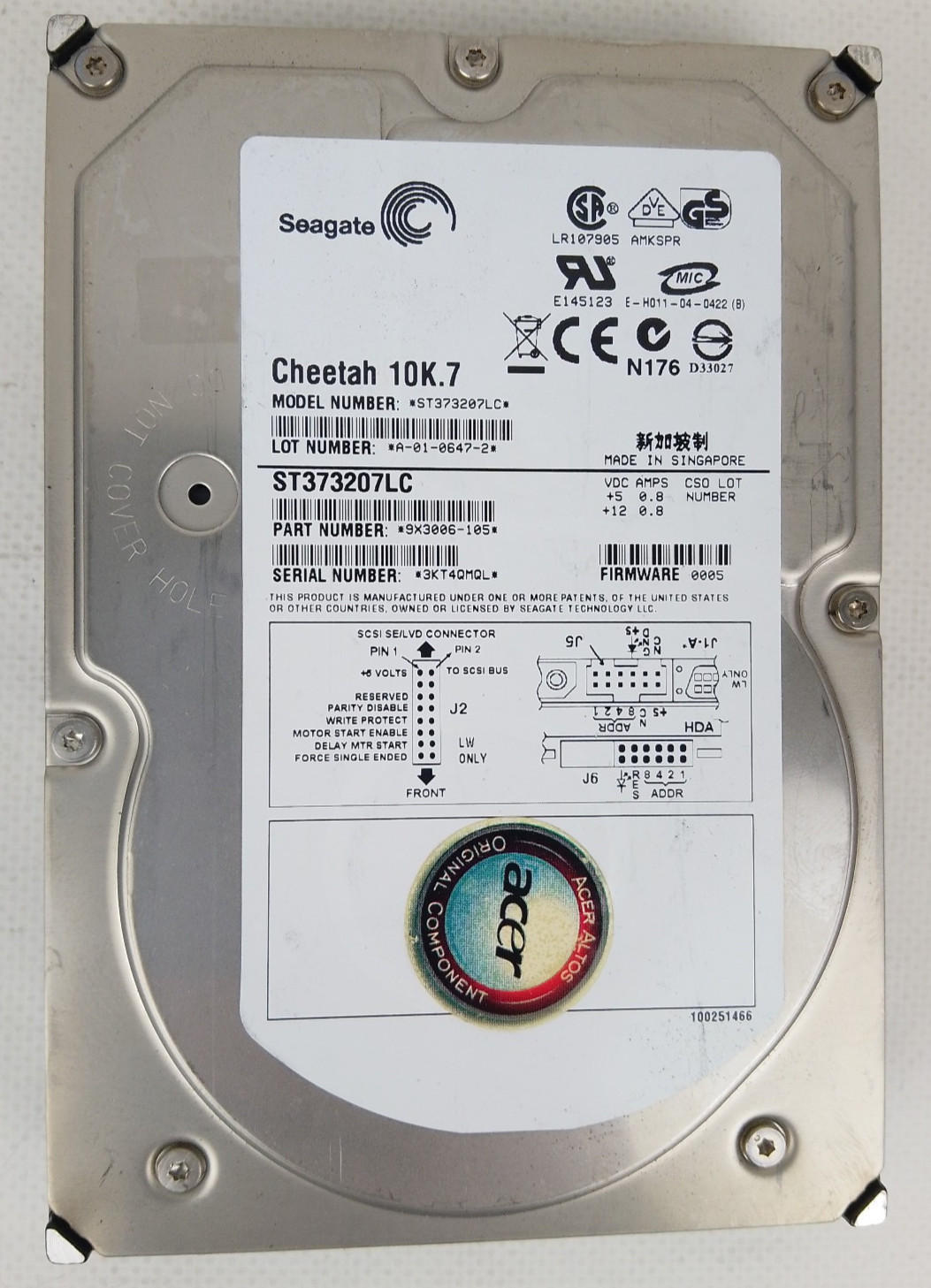 Seagate Cheetah 10K.7 ST373207LC 9X3006-105 100385290 Hard Disk 3,5 SCSI HDD