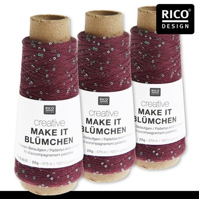 Rico Design 3 x 25 g Creative Make it Blümchen Beilaufgarn Pailletten 20 Farben