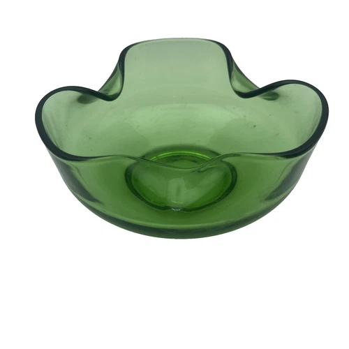 VINTAGE ANCHOR HOCKING 1970 GREEN GLASS DIP BOWL ONLY MCM