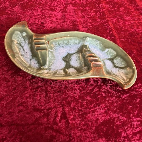 Vintage Red Wing Pottery Ashtray - Shape # 745 - Green - Nokomis Glaze