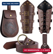 Renaissance Accessories, Medieval Vintage Belt Pouch Viking Belt Leather Bracers