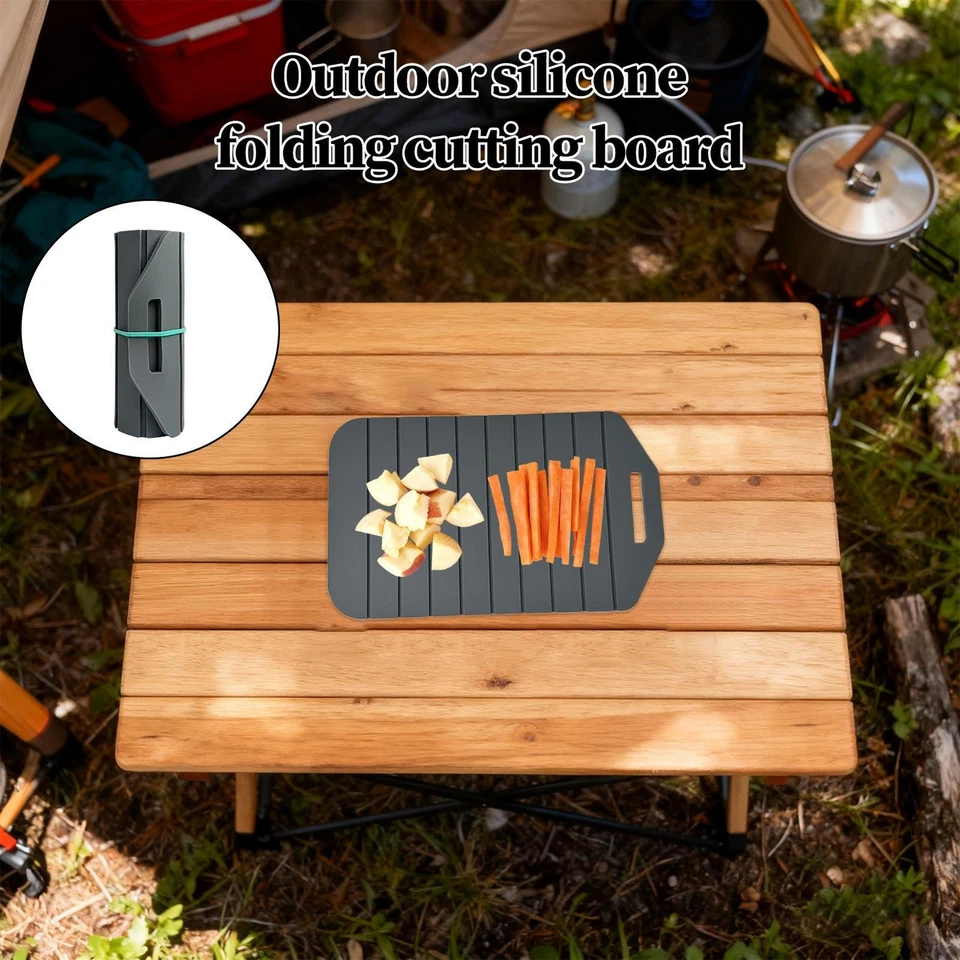 Tabla de cortar reversible flexible de silicona - Estera de cocina para acampar Foto 2 de 4