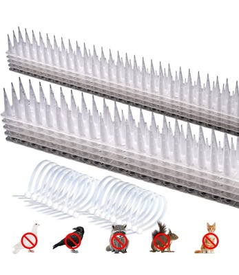 12-Pack Pigeons Bird Spikes for outside with 20 Cable Ties, Birds Deterrent Spik