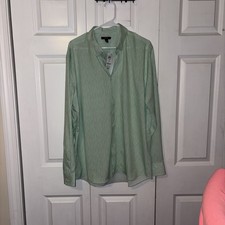 Alfani Mens Collar Button-Down Shirt, Green, XL