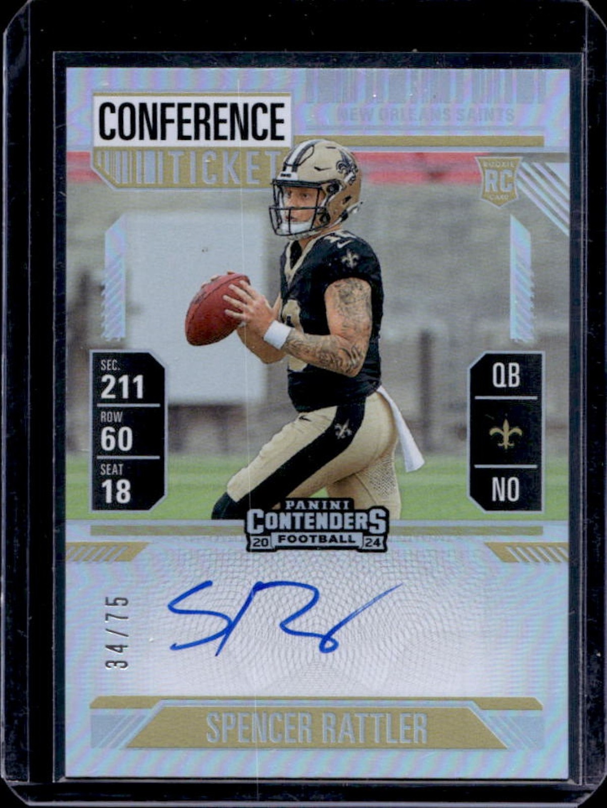 2024 Contenders Spencer Rattler Rookie Ticket RPS Auto RC Conference #34/75
