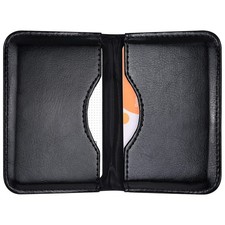 Wisdompro Business Card Holder, 2-Sided Folio Name Card Case, Black