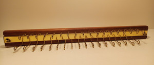 Vintage Tie/Belt Rack Organizer Wall Mount Closet Rod 36 hook Wood/Brass