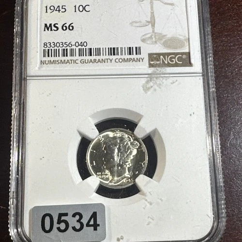 1945 Mercury Head Silver Dime NGC MS66 Graded