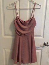 Windsor Pink Glitter Cowl Neck Fit & Flare Mini Dress Women’s Size S