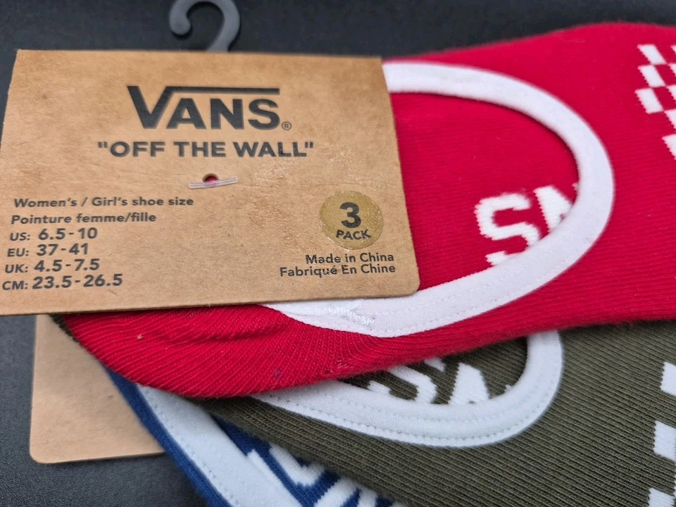 NUEVO CON ETIQUETAS VANS Off the Wall Mujer’s y Niñas No Show Calcetines Paquete de 3 Talla 6.5-10 Foto 2 de 4