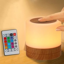Nursery Night Light for Kids, USB Rechargeable Small Desk Lamp,13 RGB Brown