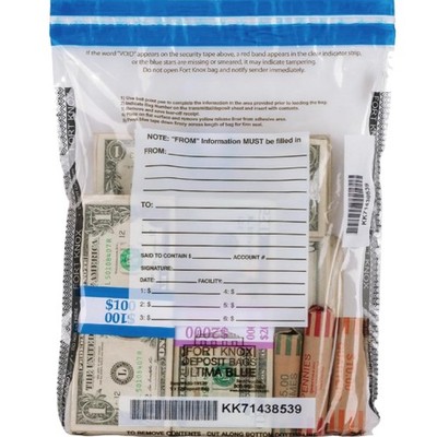 Ultima Blue Tamper-Evident Clear Deposit Bags 9W x 12H Pack of 100 with Advan...