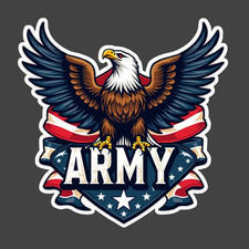 Army Veteran Eagle Patriotic Sticker Vinyl Decal Military American Flag
