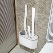3 In 1 Silicone Toilet Brush Set Wall Mounted Bathroom Cleaning Kit With Holder