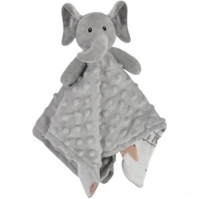 Elephant Baby Security Blanket Soft Minky Dot Fabric Lovey Blanket with Lovel...
