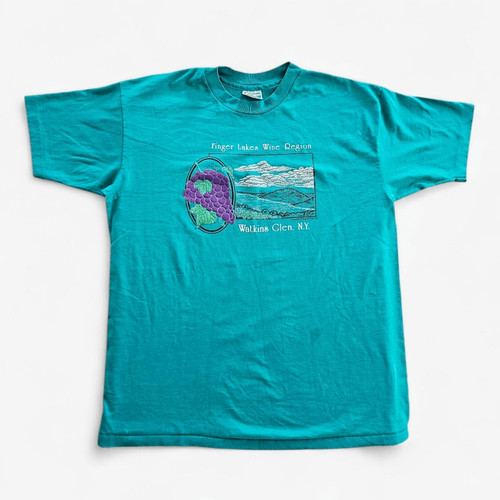 Vintage 1989 Finger Lakes Wine Region Single Stitch Haines Graphic Tee Shirt XL