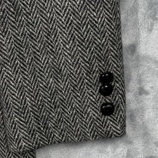 Harris Tweed Mens Grey Herringbone Scottish Wool Blazer Sport Coat 42L USA