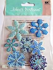 RARE Jolees SNOWFLAKES Flurry Blue Snow Flake Christmas Winter Scrapbook Sticker