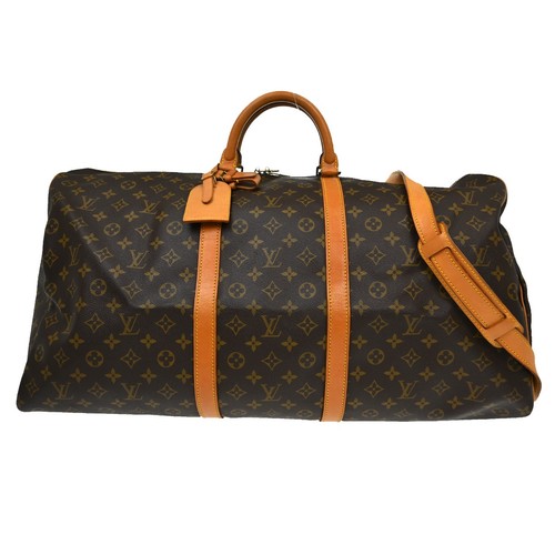 Louis Vuitton Keepall Bandouliere Bag Monogram Canvas Brown Travel Bag