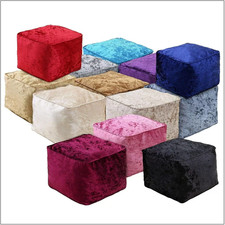 Elegant 40cm Crushed Velvet Pouffe Cube Bean Bag Footstool for Stylish Home Deco