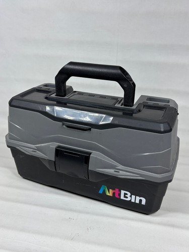 ArtBin 2-Tray Art Supply Box Portable Craft Storage Organizer Gray Black 6892AG